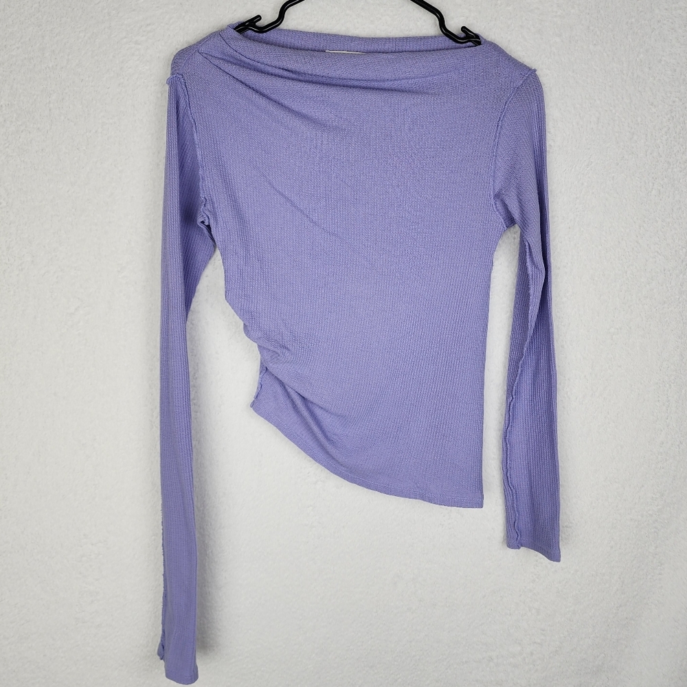 WE THE FREE Assymetric Cinched Waffle Knit Top S